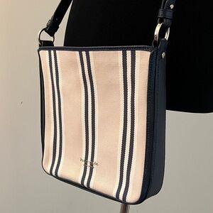 Kate Spade Navy and Cream Striped Canvas Crossbody Bag